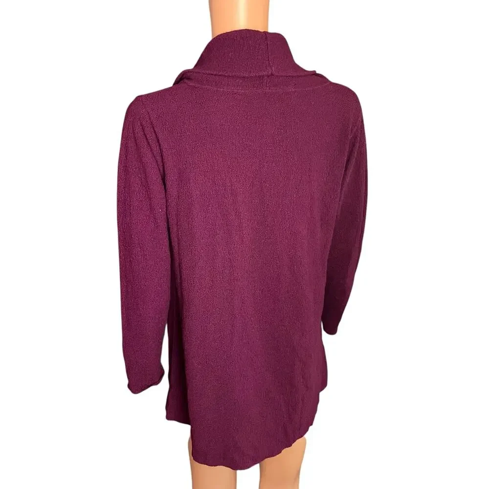 Margaret Winters Oversized Cowl Neck Top Sweater XS Lagenlook Burgundy